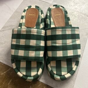 Manolita Manolita Nice Slide Xadrez Verde Green Plaid Sandal Size 8